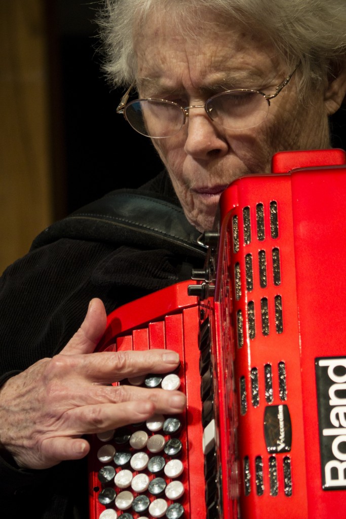 Pauline Oliveros performing on her digital accordion